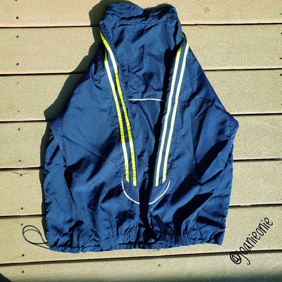 Windbreaker Lightweight Jacket Navy Yellow Stripes Twee Mens Sz M - Picture 2 of 9